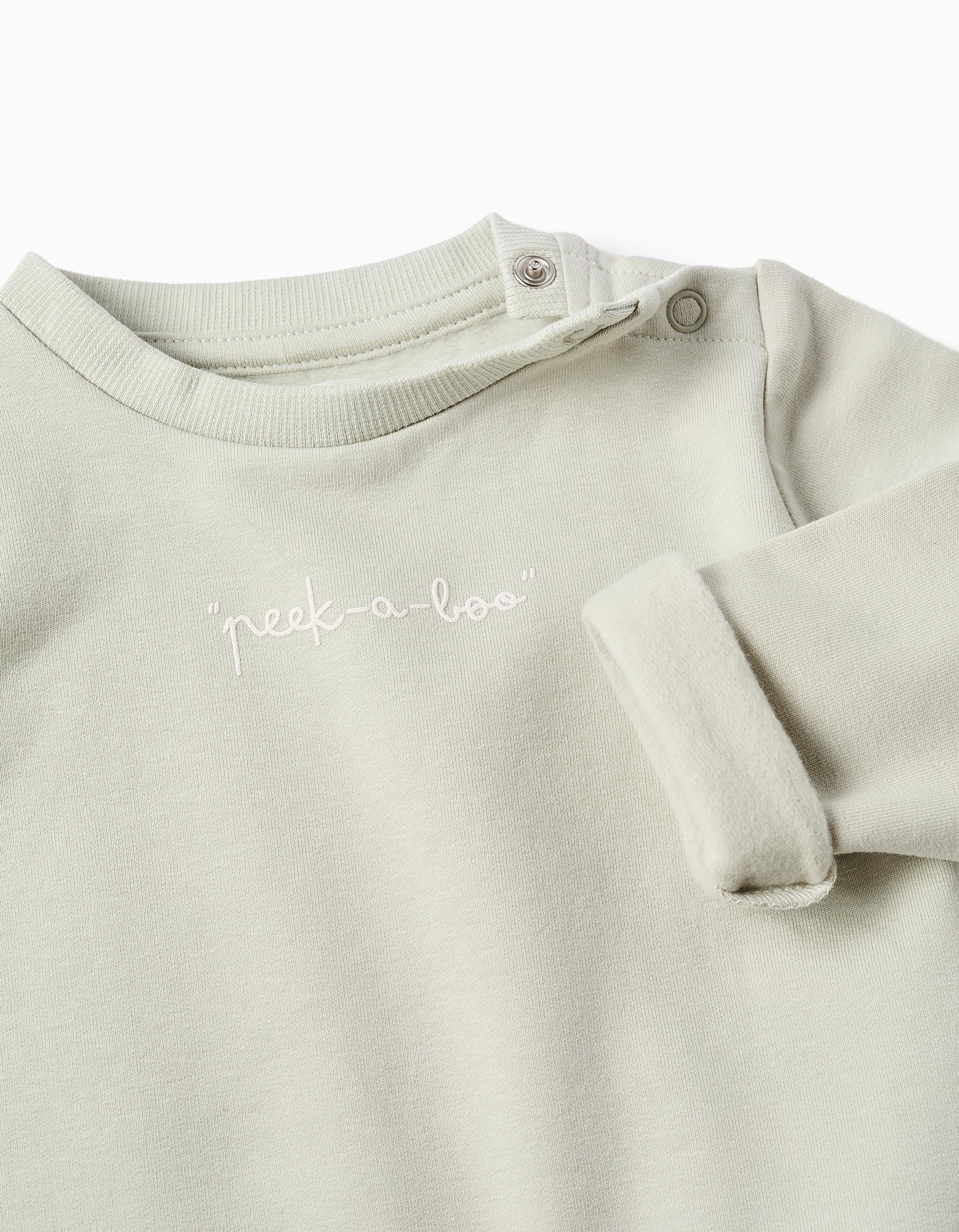 Conjunto perchado de sudadera + pantalón para recién nacido, verde claro