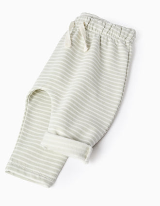Conjunto cardado de sweat + calças para recém-nascido, verde-claro