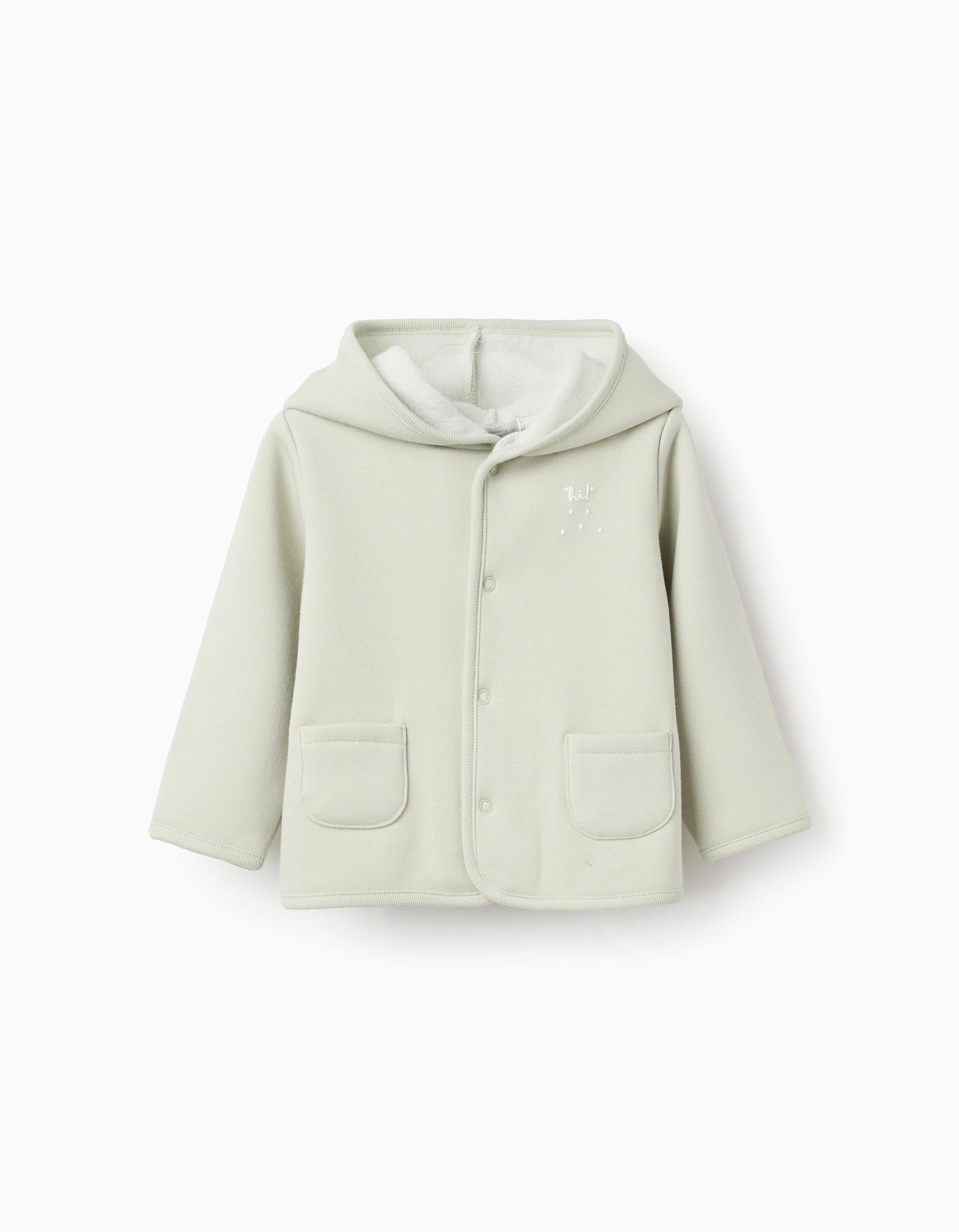 Chaqueta con capucha y forro polar térmico para recién nacido, verde