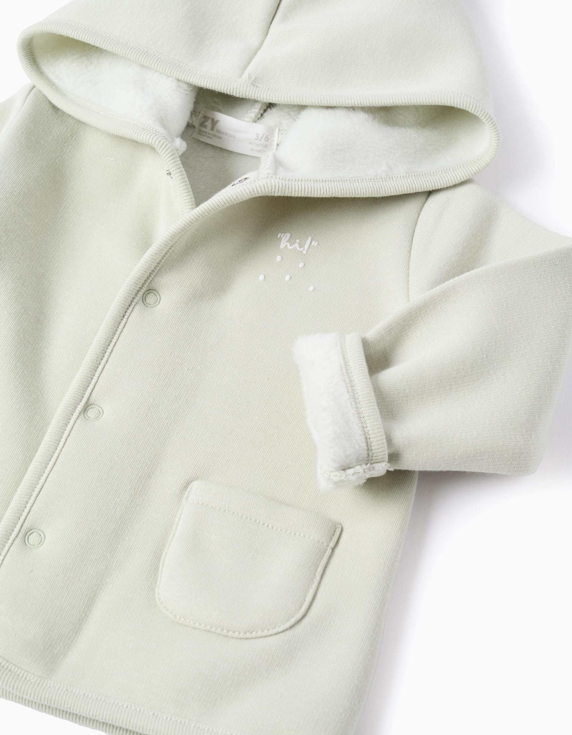 Chaqueta con capucha y forro polar térmico para recién nacido, verde