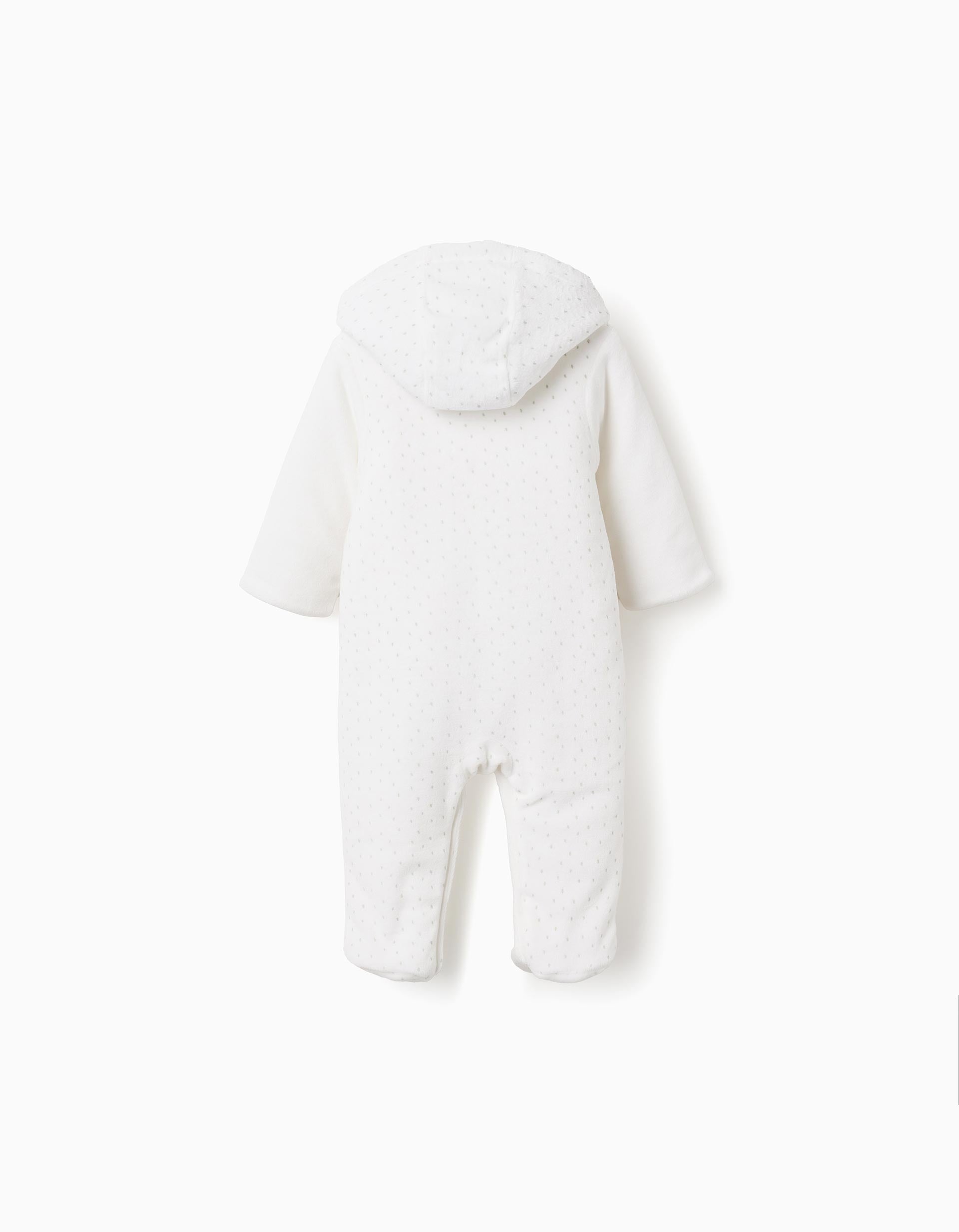 Pelele de terciopelo acolchado con capucha para recién nacido, blanco