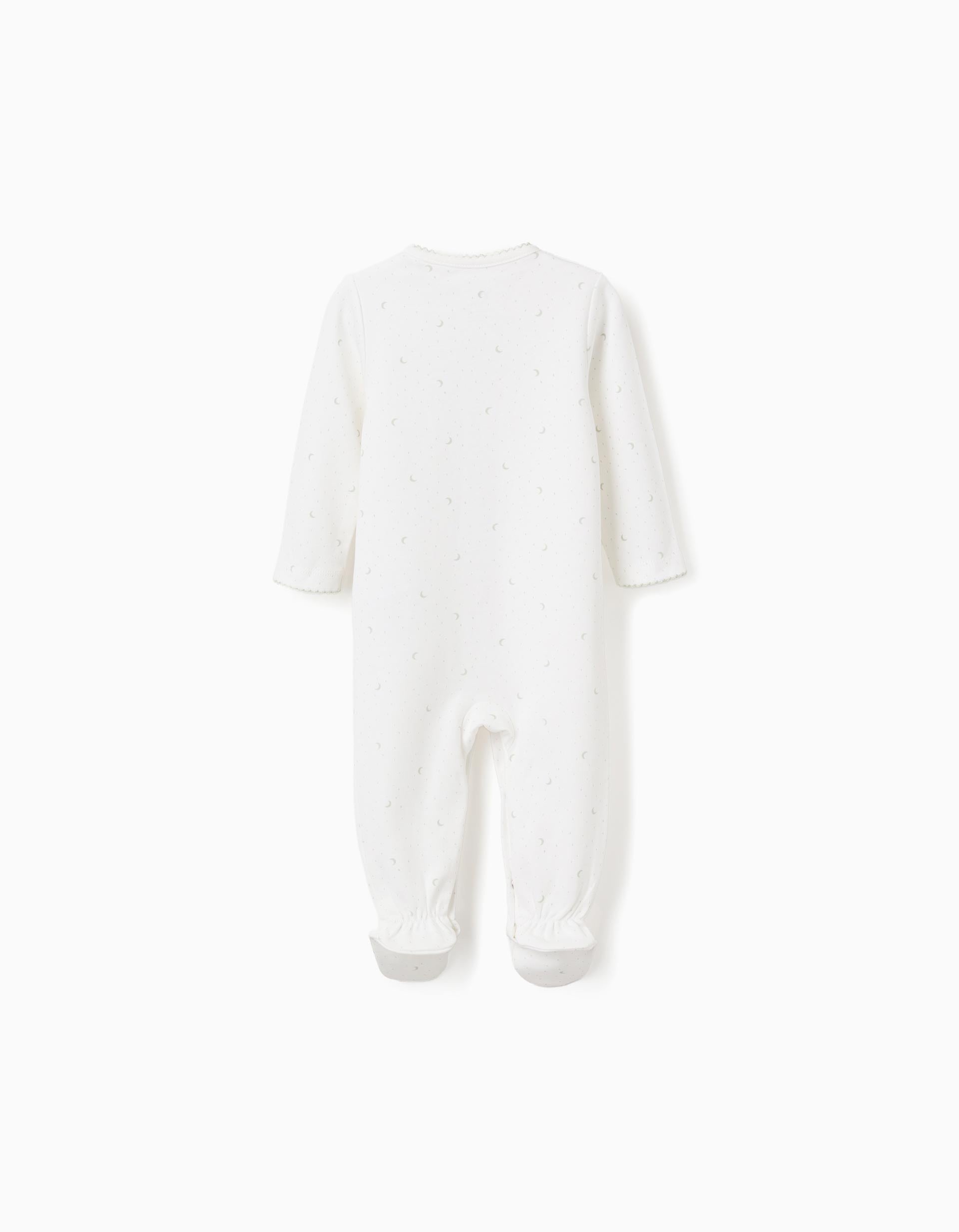 3 piezas de algodón con motivo de lunas para recién nacidos, blanco