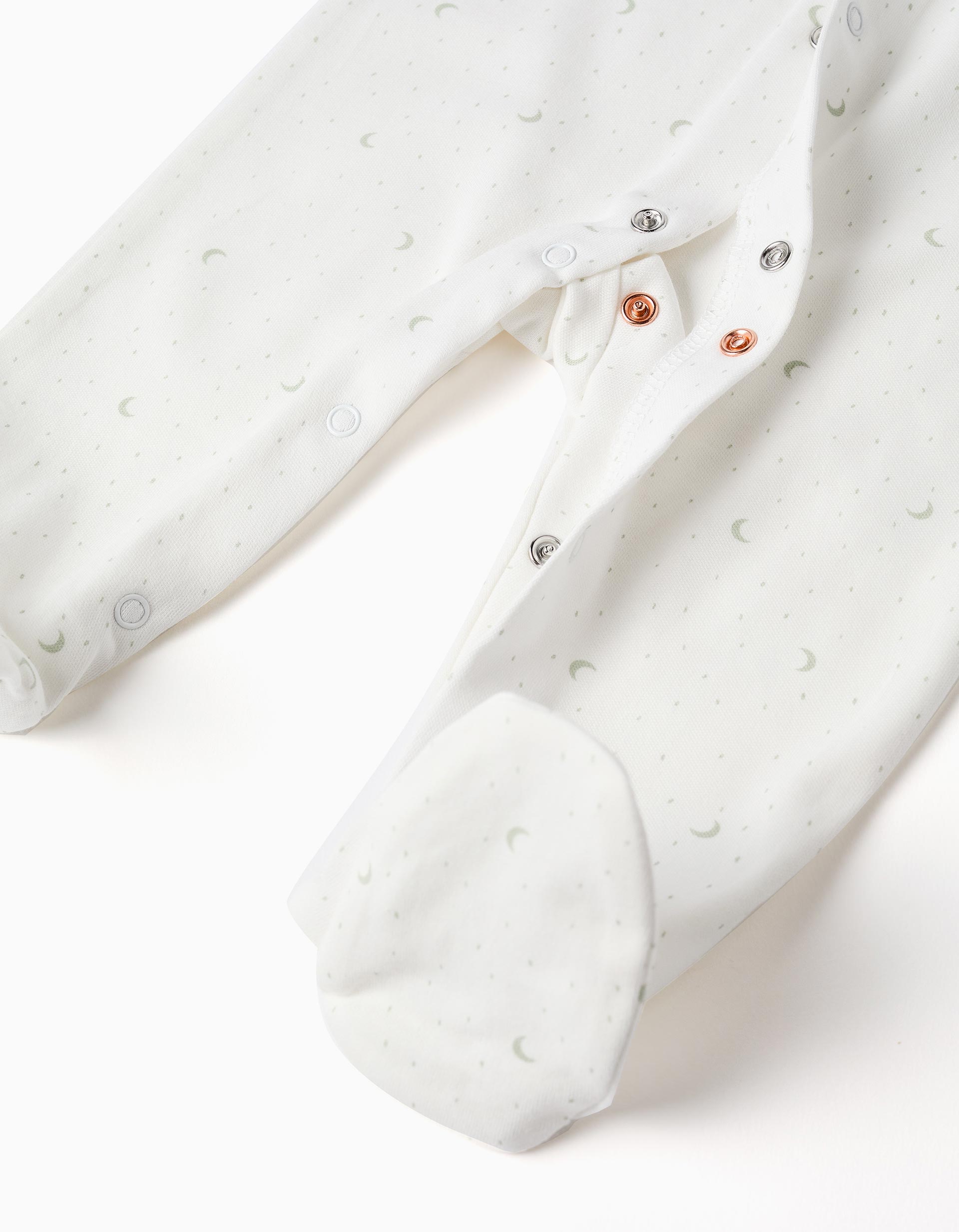 3 piezas de algodón con motivo de lunas para recién nacidos, blanco