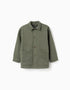 Twill overshirt with front pockets for boys, khaki green