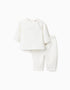 Sweatshirt + trousers set with plush lining for newborn boys, white