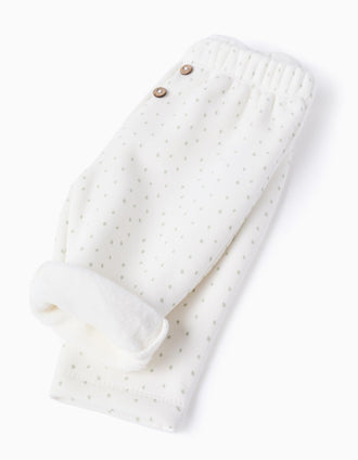 Sweat + calças com forro polar térmico para recém-nascido, branco