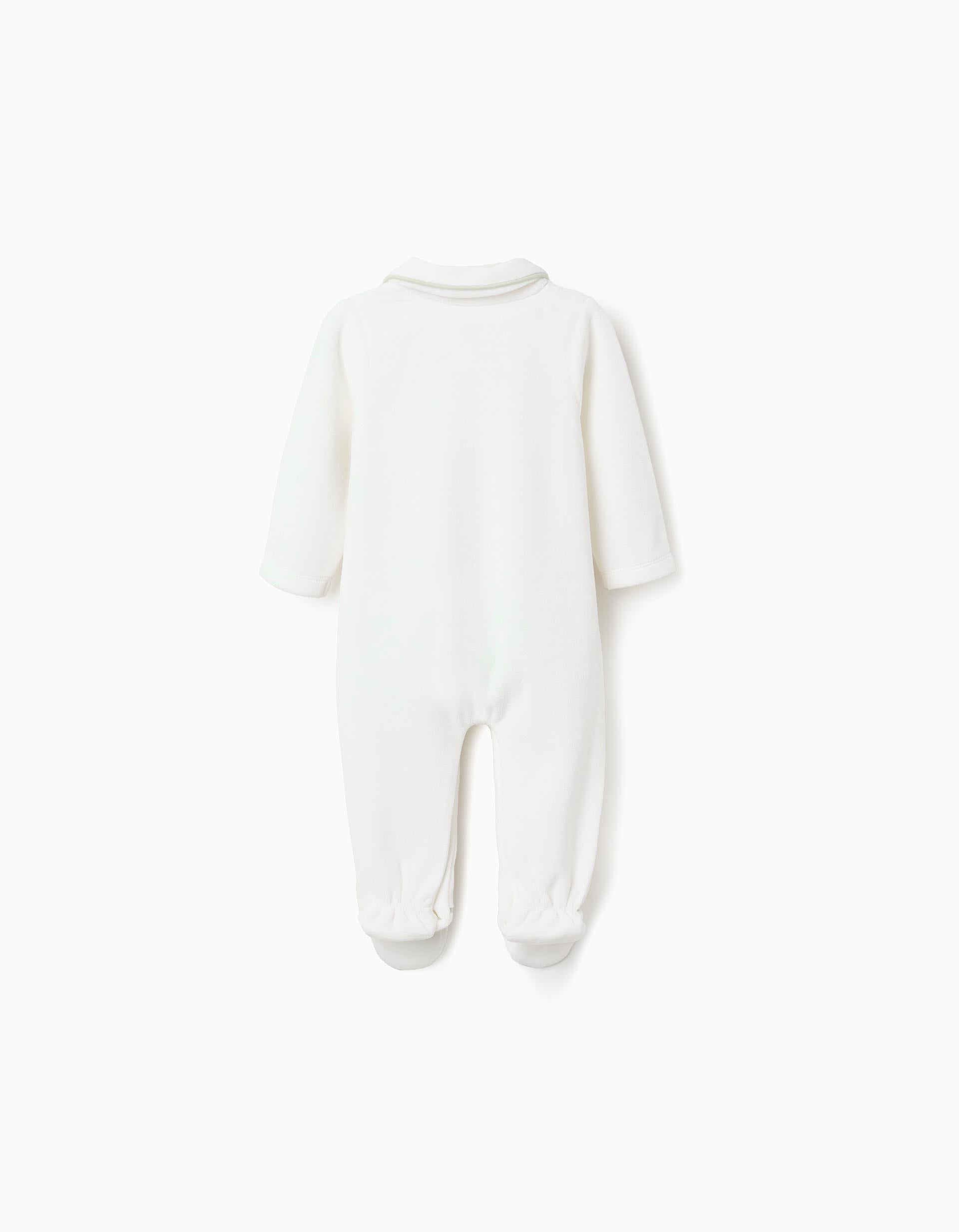 Pelele de terciopelo con cuello Peter Pan para recién nacido, blanco