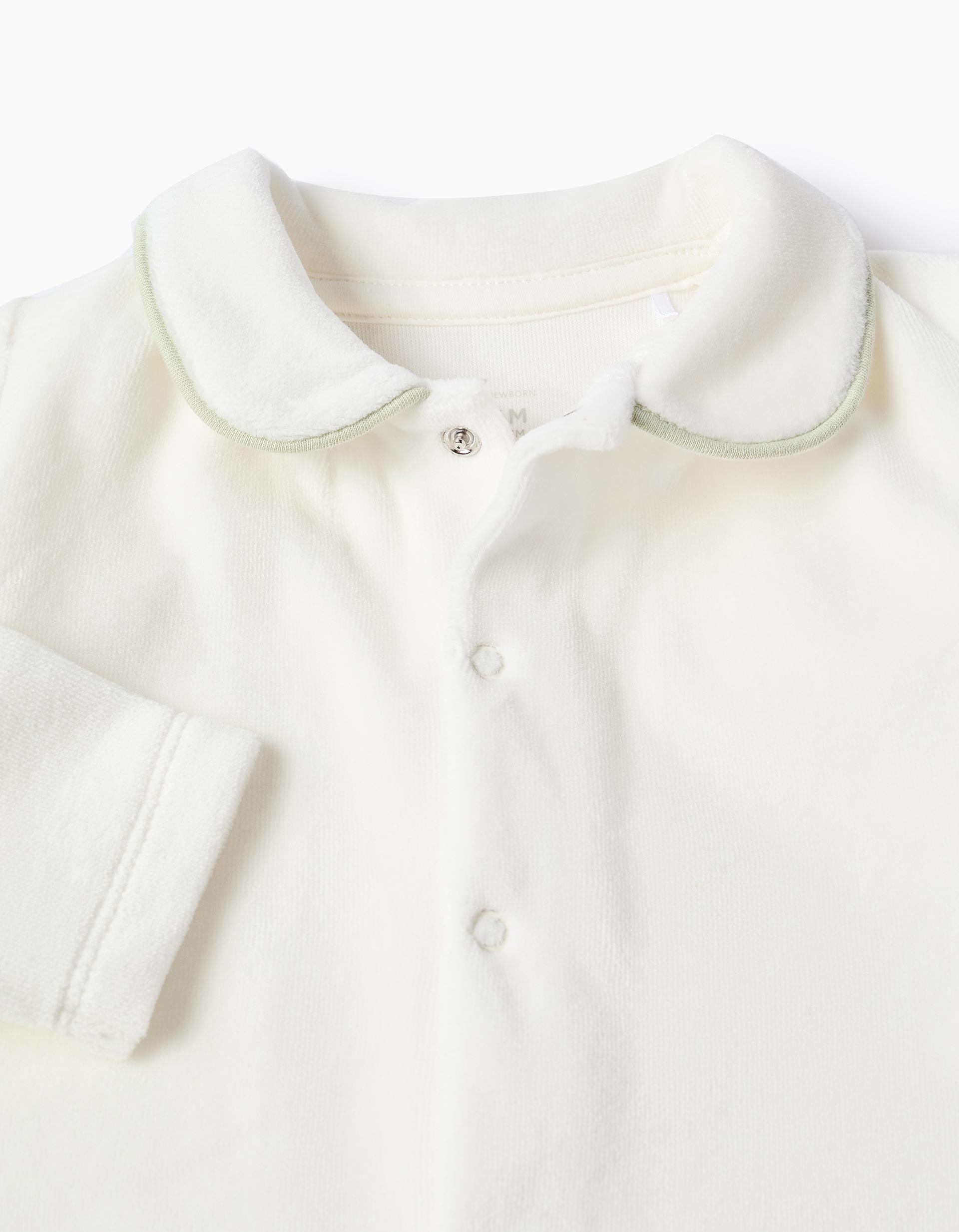 Pelele de terciopelo con cuello Peter Pan para recién nacido, blanco