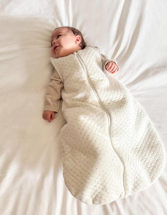 Saco de dormir acolchoado com 2.0 TOG para recém-nascidos, branco/verde