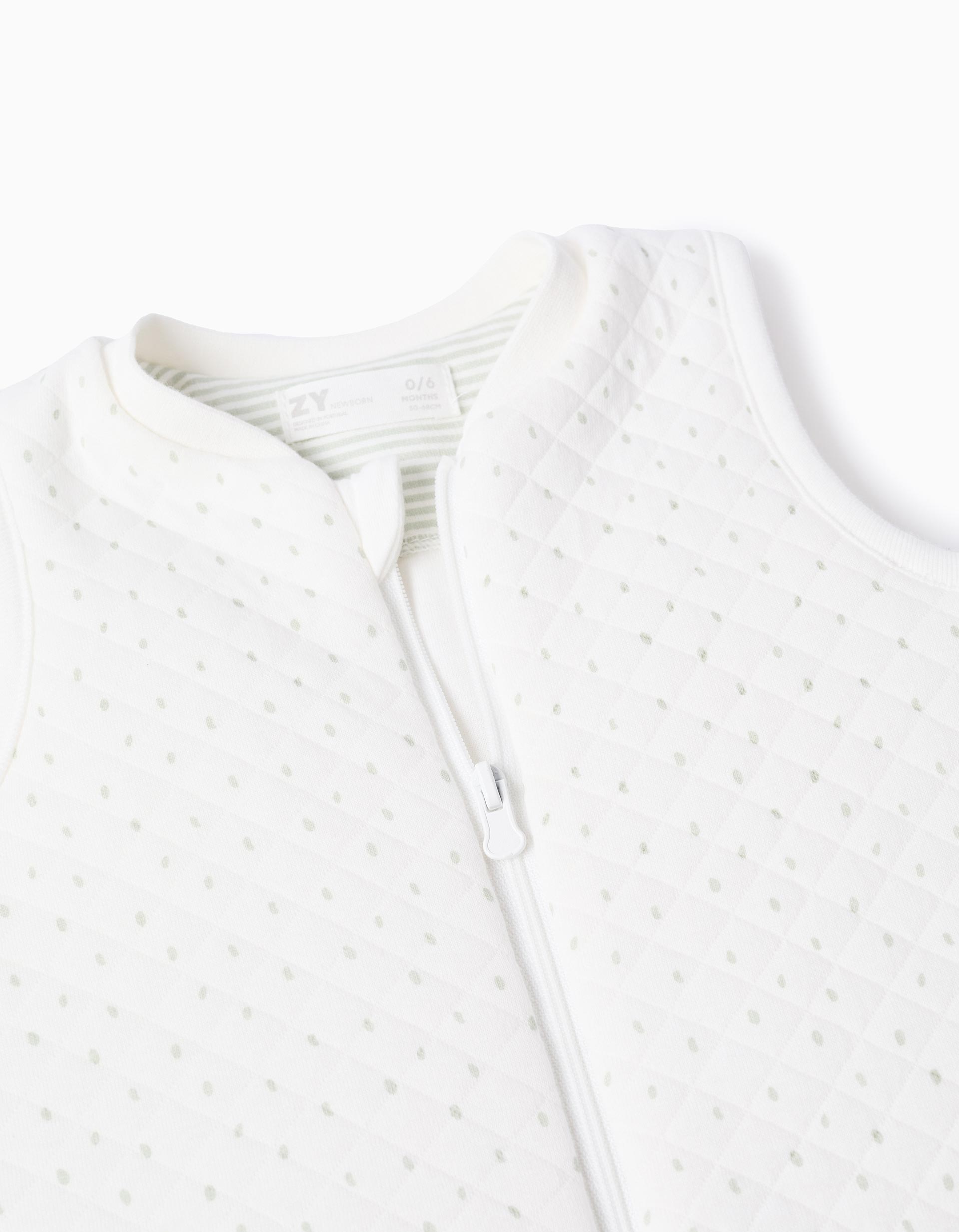 Saco de dormir acolchado con 2.0 TOG para recién nacidos, blanco/verde