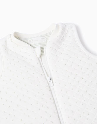 Saco de dormir acolchoado com 2.0 TOG para recém-nascidos, branco/verde