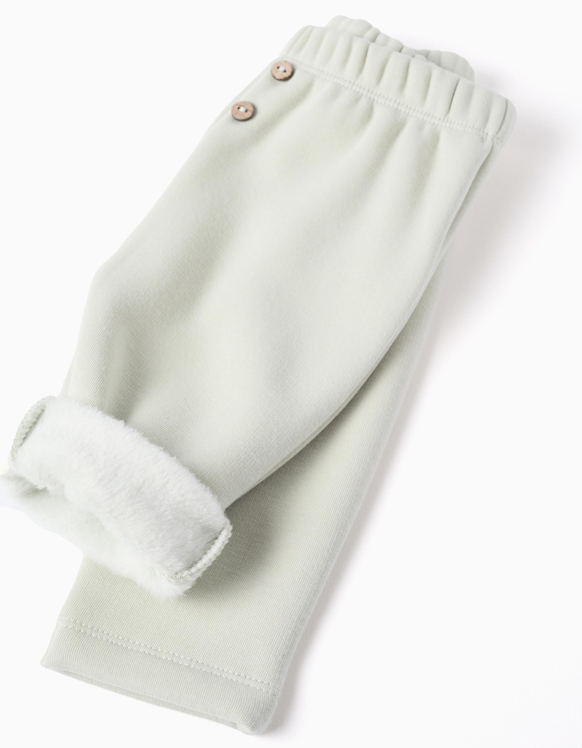 Pantalón con forro polar térmico para recién nacido, verde claro