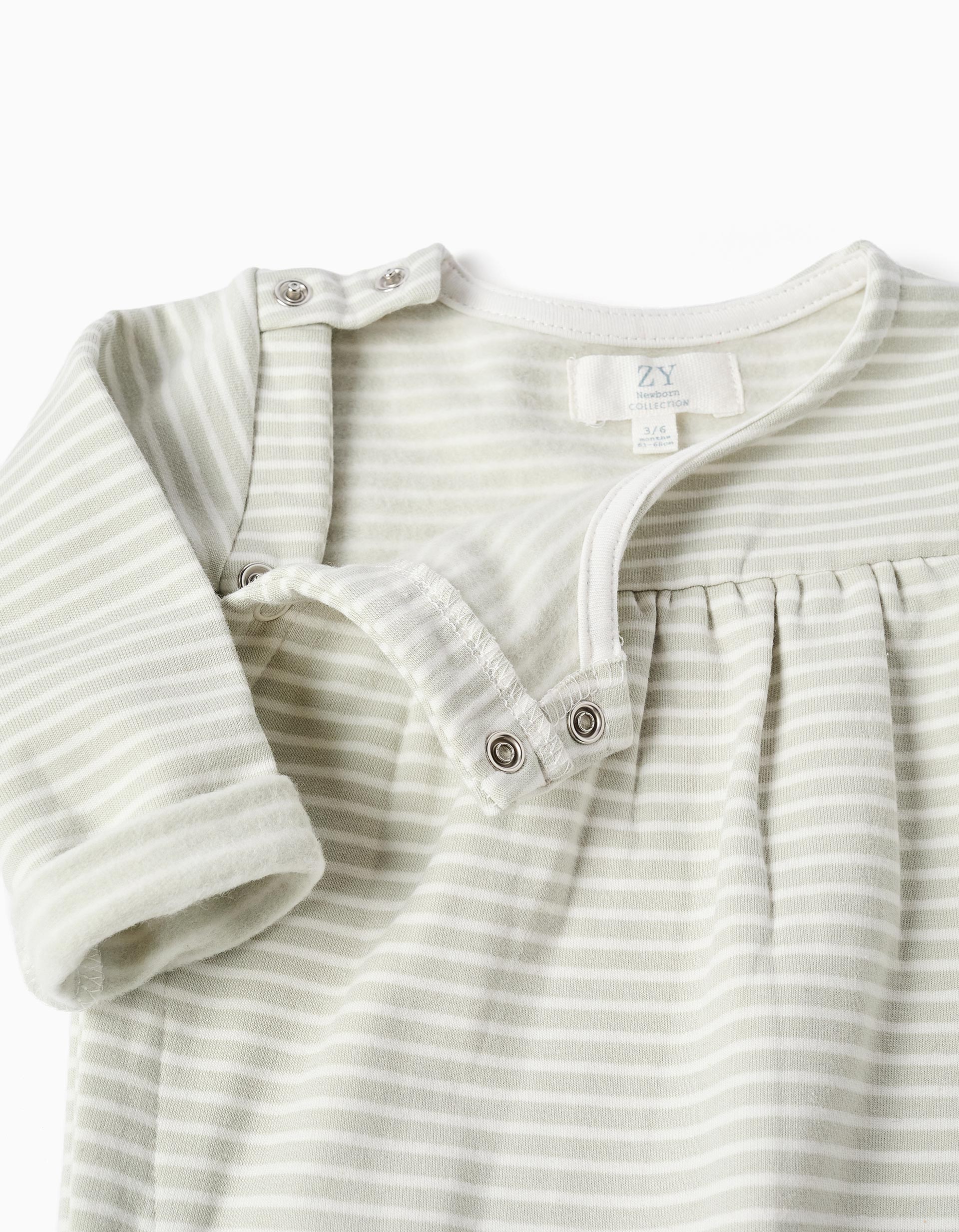 Pelele perchado a rayas para recién nacido, blanco/verde