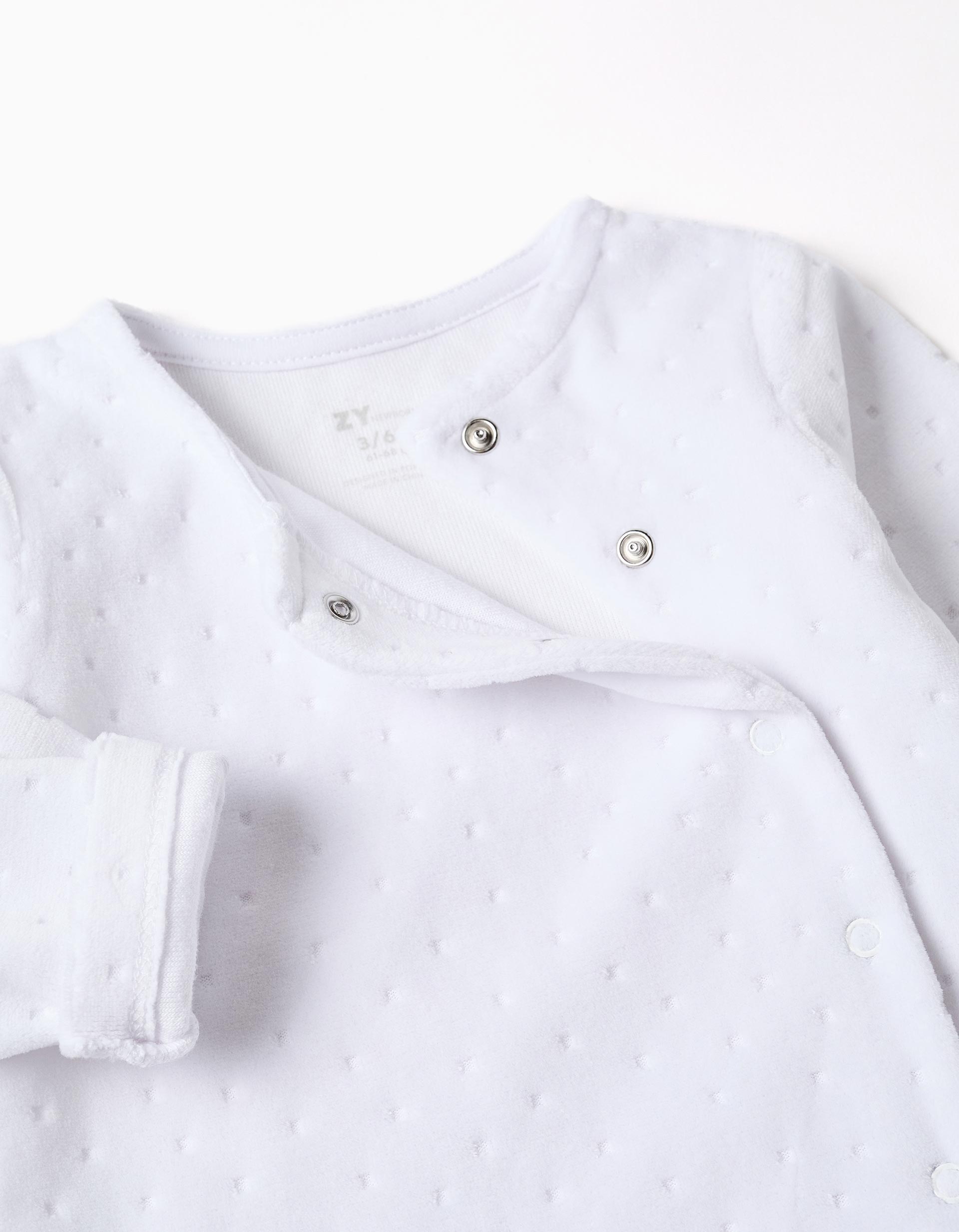 Sudadera + pantalón con pies de terciopelo para recién nacidos, blanco