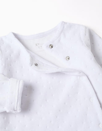 Sudadera + pantalón con pies de terciopelo para recién nacidos, blanco