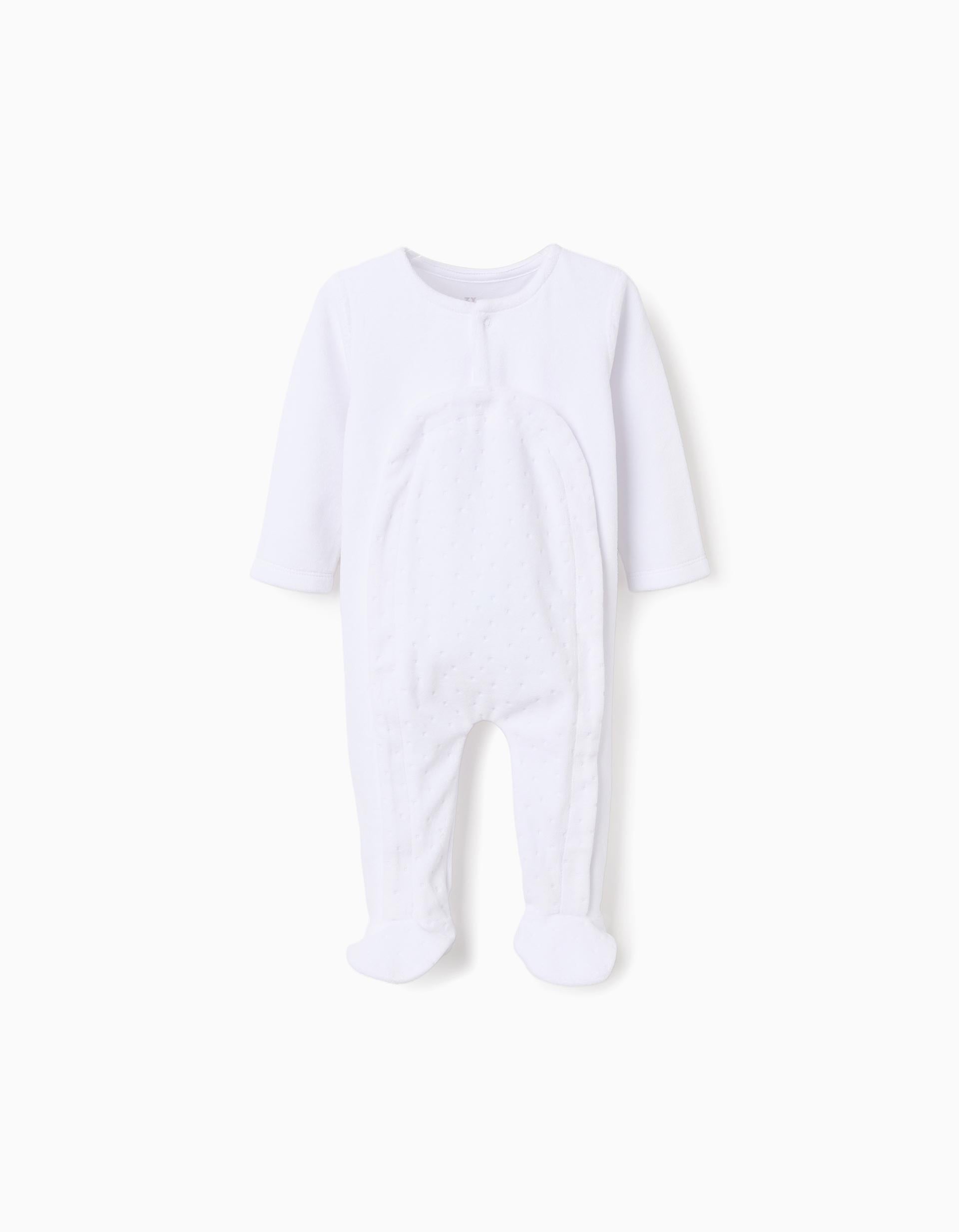 Pelele de terciopelo con apertura frontal para recién nacidos, blanco