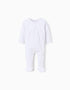 Velvet babygrow with fully front opening for newborns, white