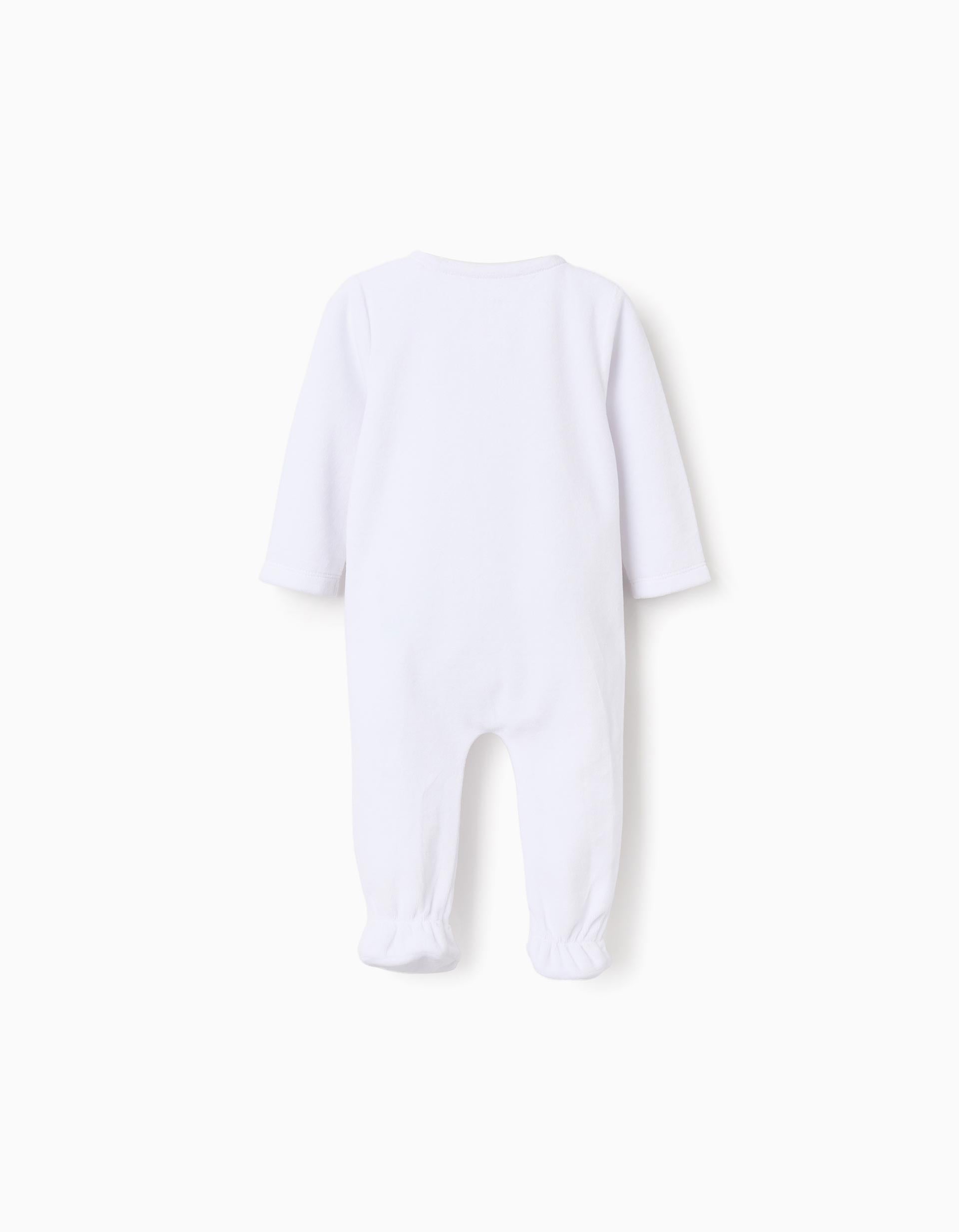 Pelele de terciopelo con apertura frontal para recién nacidos, blanco