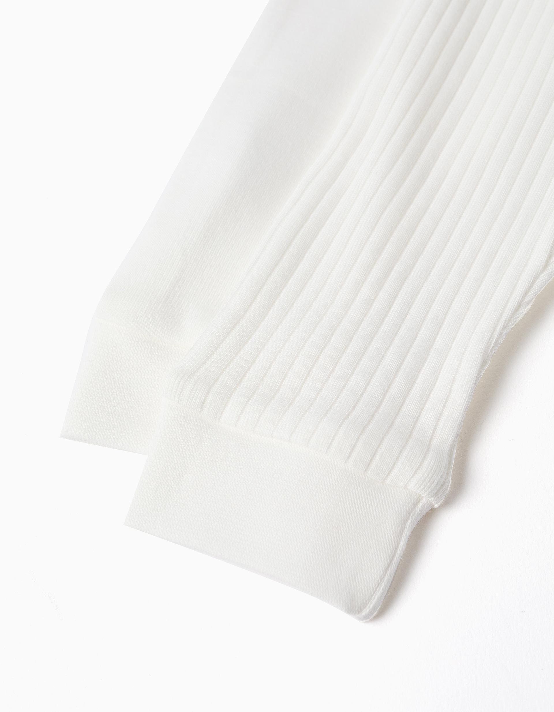 4 pantalones lisos/acanalados de algodón para recién nacidos, blanco