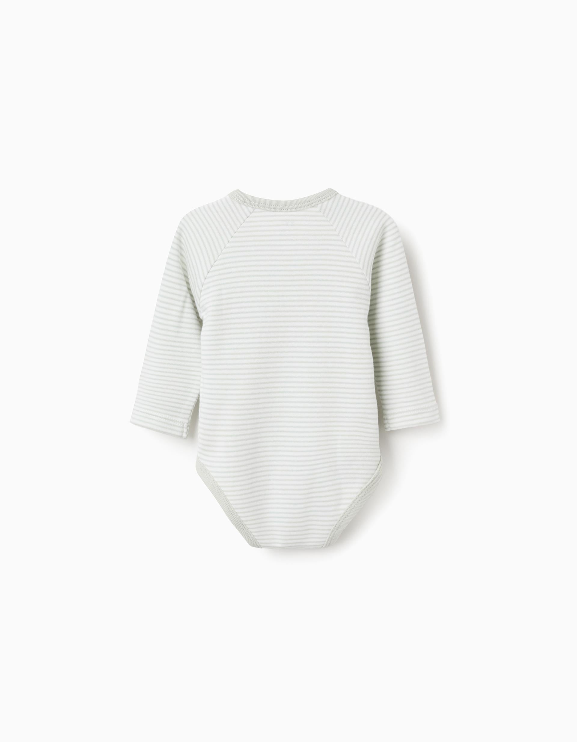 Pack de 4 bodies de algodón cruzados para recién nacido, blanco/verde