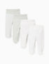 Pack de 4 calças com cintura alta para recém-nascido, branco/verde