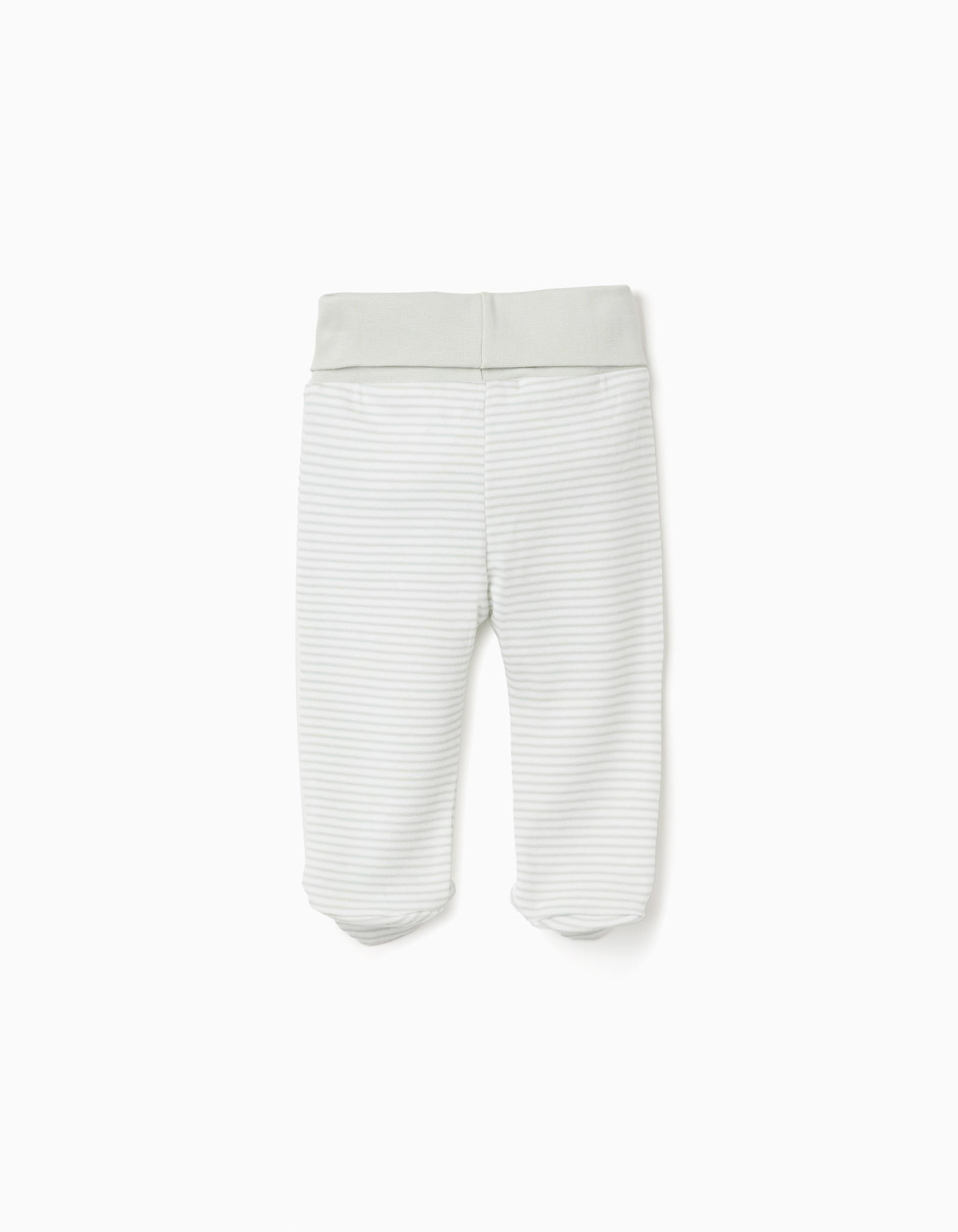 Lot de 4 pantalons de taille haute en coton pour nouveau-né, blanc/vert