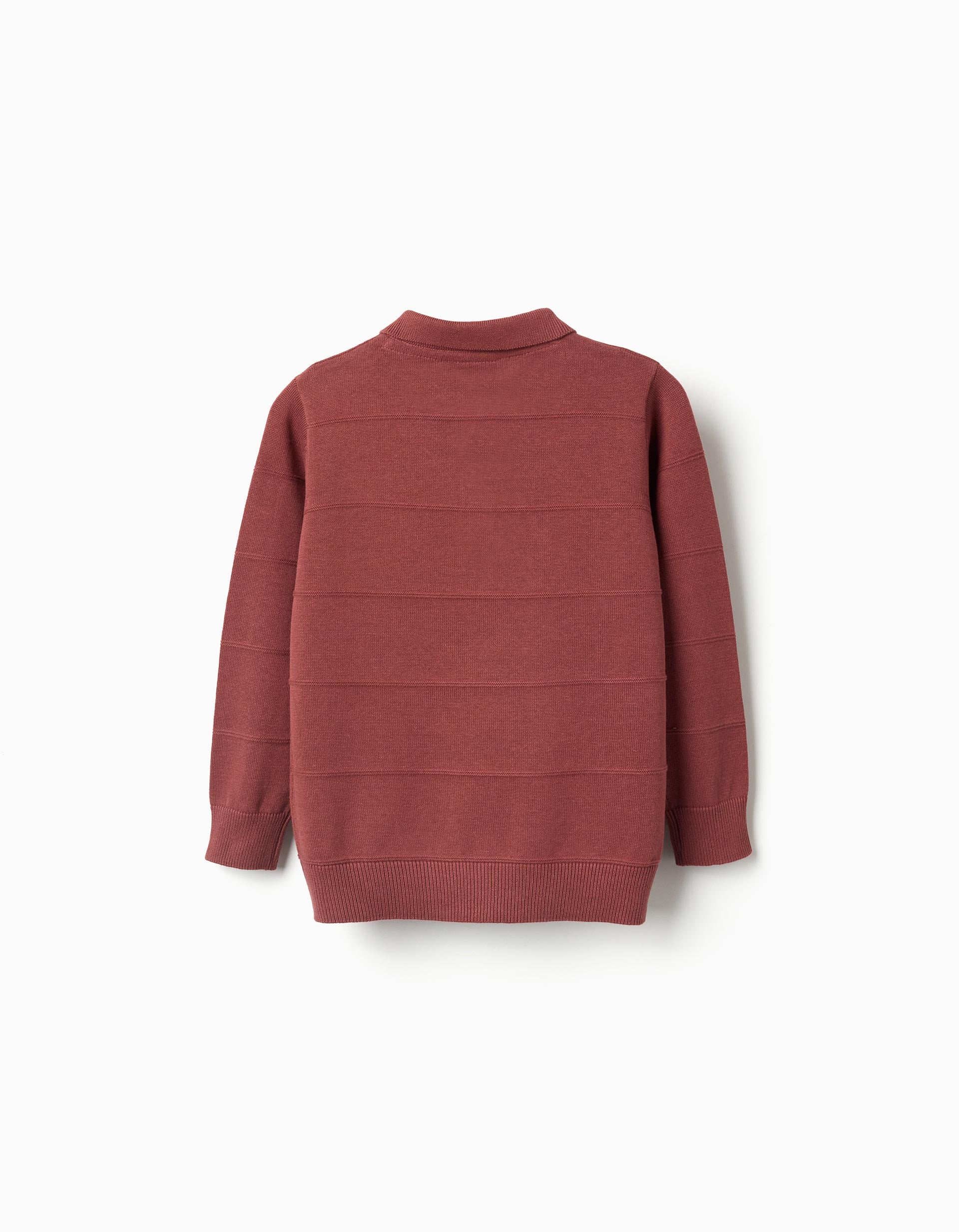 Pull en maille de coton avec lignes en relief pour garçon, marron