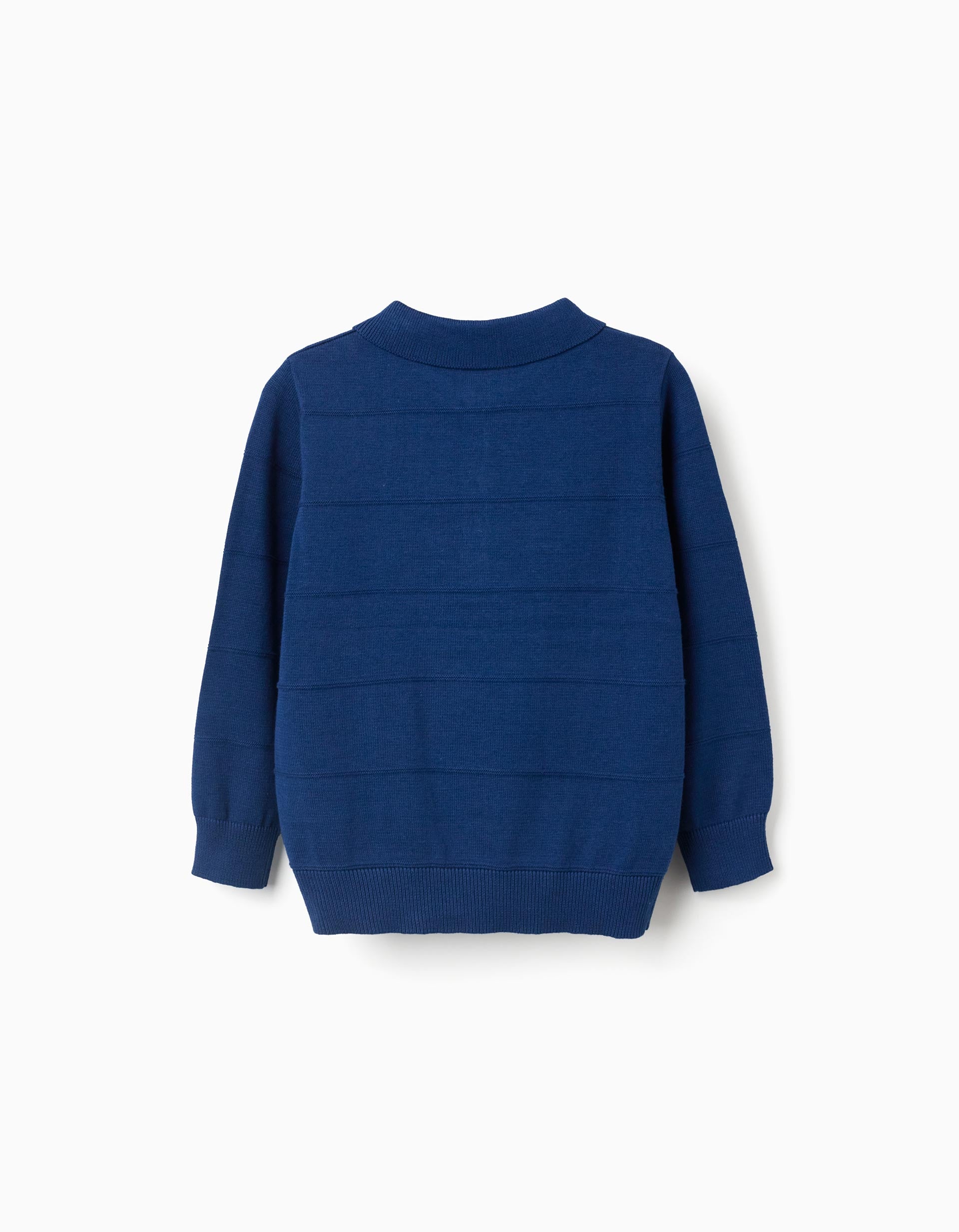 Pull en maille de coton avec lignes en relief pour garçon, bleu