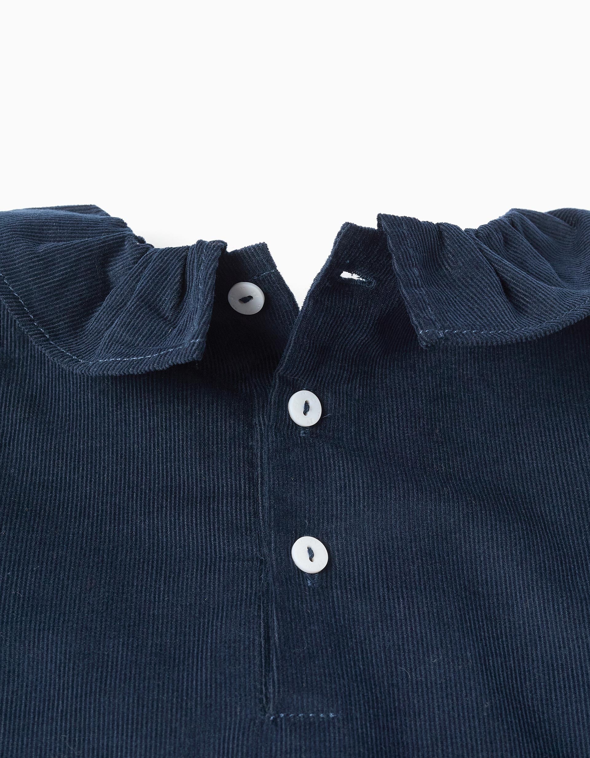 Long sleeve corduroy blouse with ruffles B&S for baby girls, dark blue