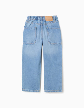 Pantalón vaquero baggy para niño, azul claro