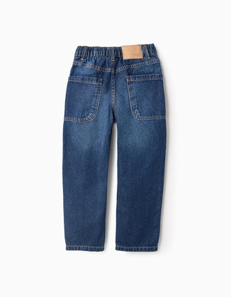 Pantalón vaquero baggy para niño, azul oscuro