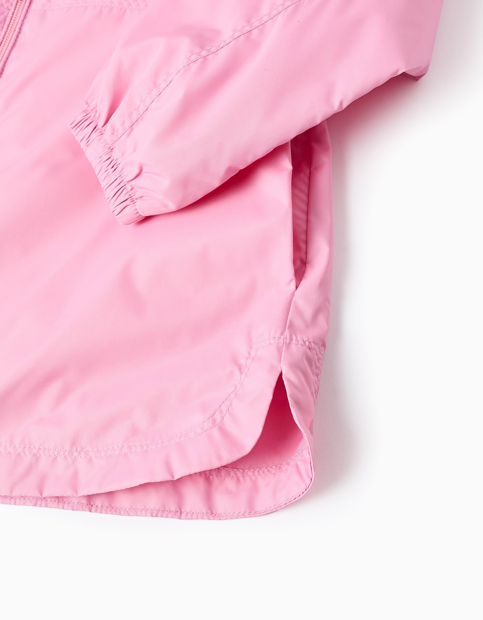 Coupe-vent à capuche et doublure pour fille, rose