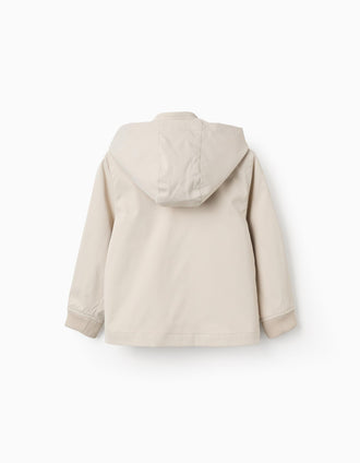 Chaqueta con forro y capucha desmontable para niño, beige claro