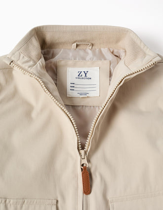 Chaqueta con forro y capucha desmontable para niño, beige claro