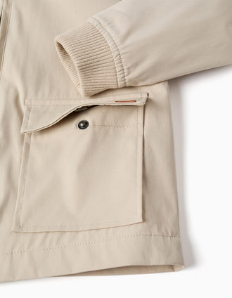 Chaqueta con forro y capucha desmontable para niño, beige claro