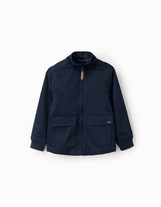 Chaqueta con forro y capucha desmontable para niño, azul oscuro