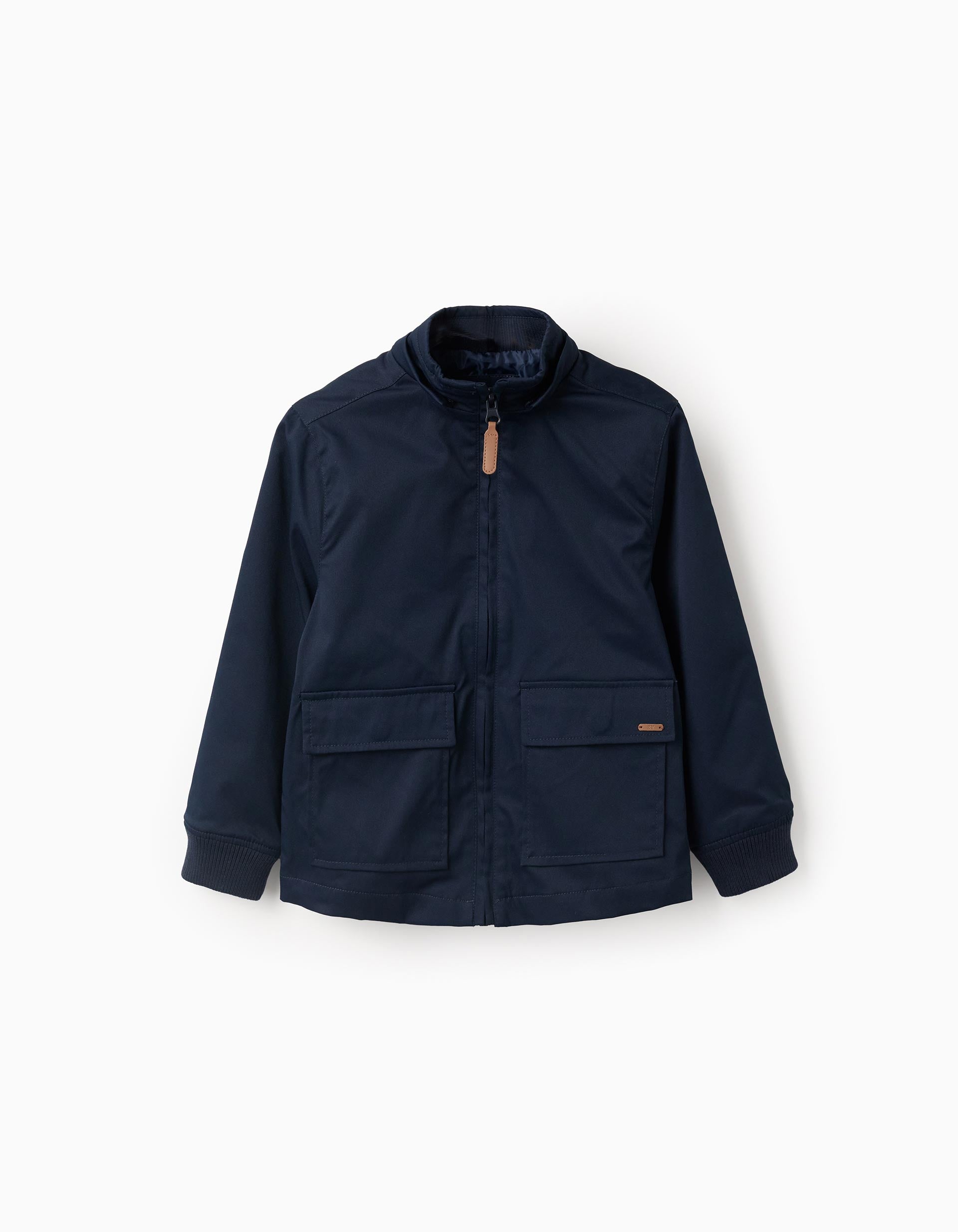 Veste avec doublure et capuche amovible pour garçon, bleu foncé