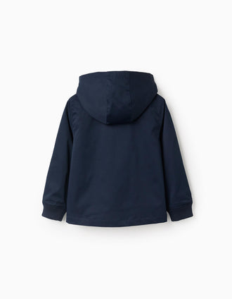 Chaqueta con forro y capucha desmontable para niño, azul oscuro