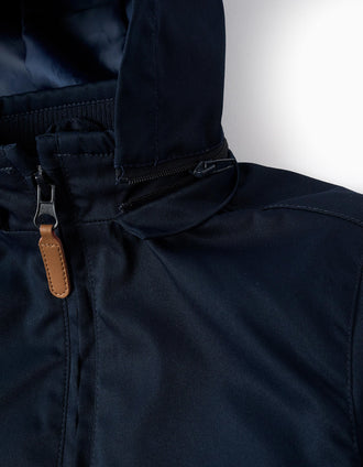 Chaqueta con forro y capucha desmontable para niño, azul oscuro