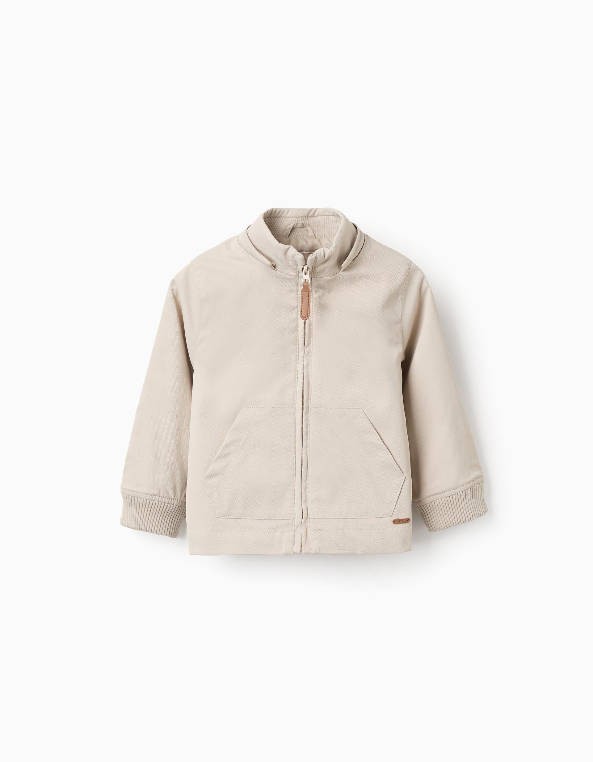 Veste avec doublure et capuche amovible pour bébé garçon, beige clair