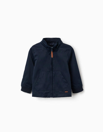 Chaqueta con forro y capucha desmontable para bebé niño, azul oscuro