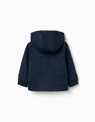 Chaqueta con forro y capucha desmontable para bebé niño, azul oscuro