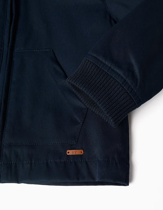 Chaqueta con forro y capucha desmontable para bebé niño, azul oscuro