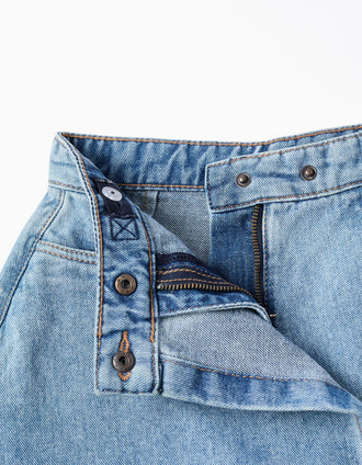 Falda-pantalón vaquera con dobladillo deshilachado para niña, azul claro