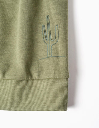 Sweat en coton à capuche et imprimé Lanzarote pour garçon, vert kaki