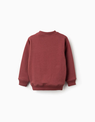 Sweat en coton avec imprimé en relief et poche pour garçon, marron