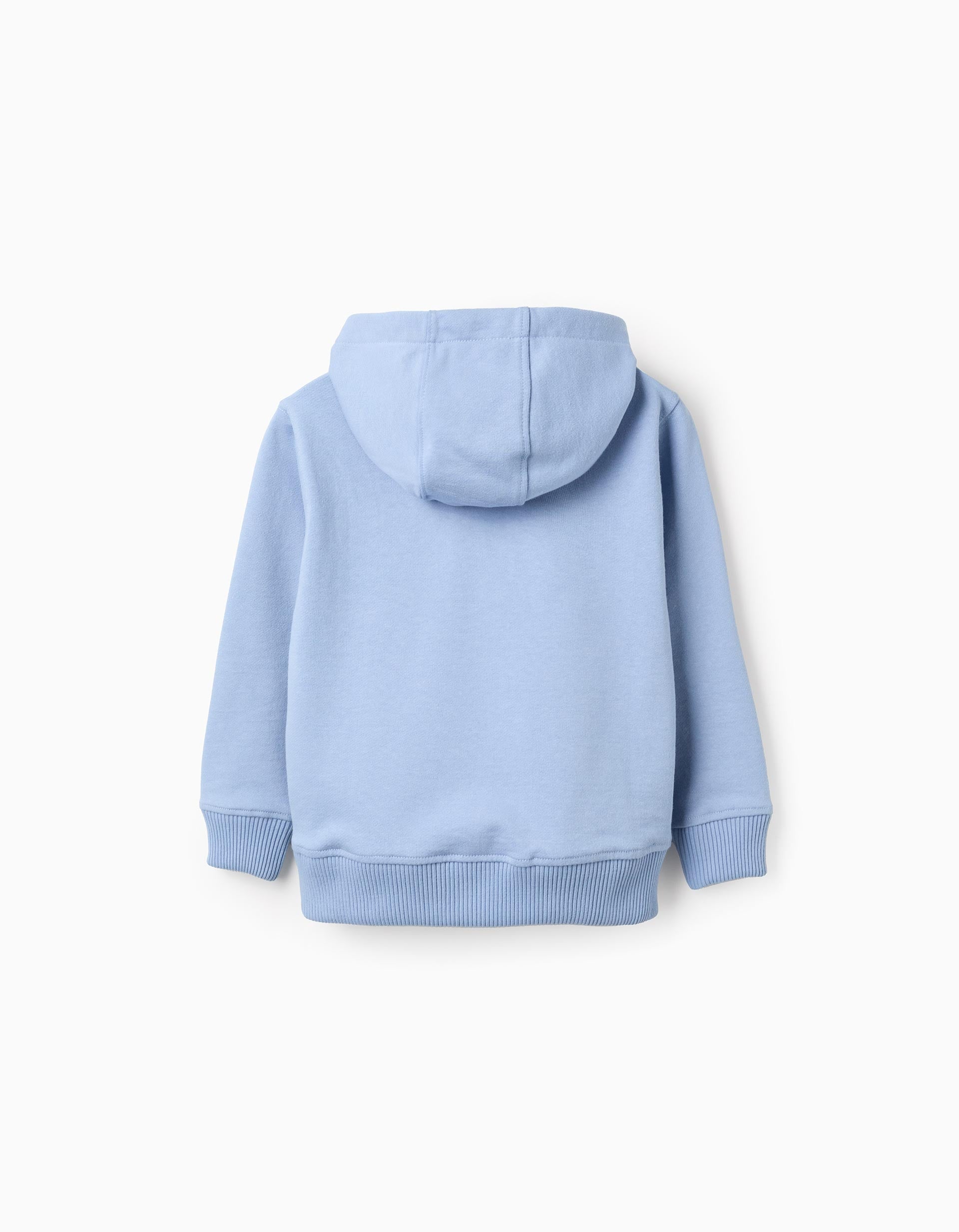 Sweat en coton à col zippé et capuche pour garçon, bleu clair