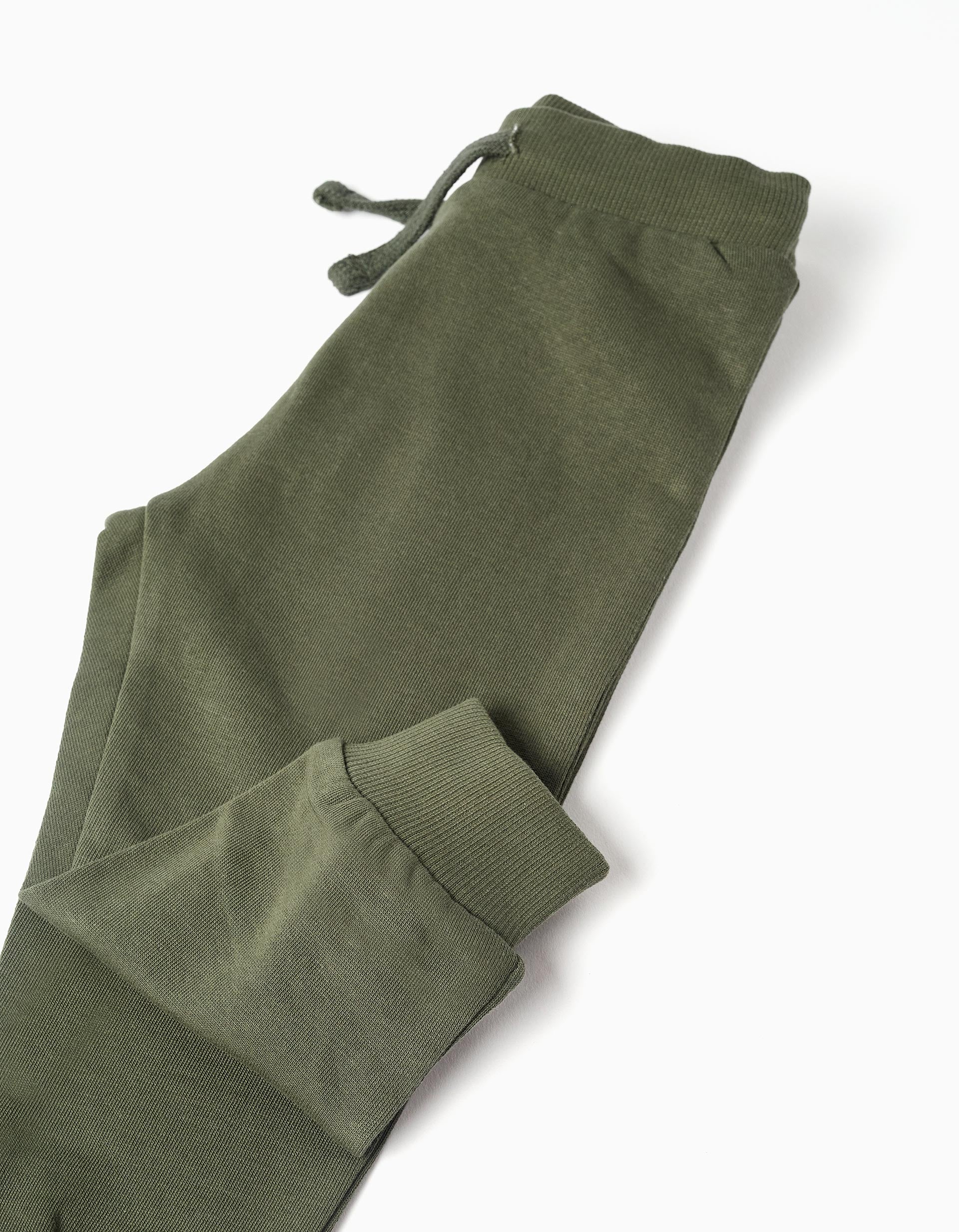 Sweat et pantalon en coton pour bébé garçon, blanc/vert foncé