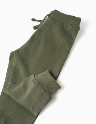 Sweat + joggers de algodão para bebé menino, branco/verde-escuro