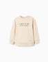 Cotton sweatshirt with Work of Art print for boys, light beige